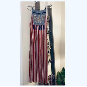 T H M L | Embroidered + Tassel | Maxi Dress